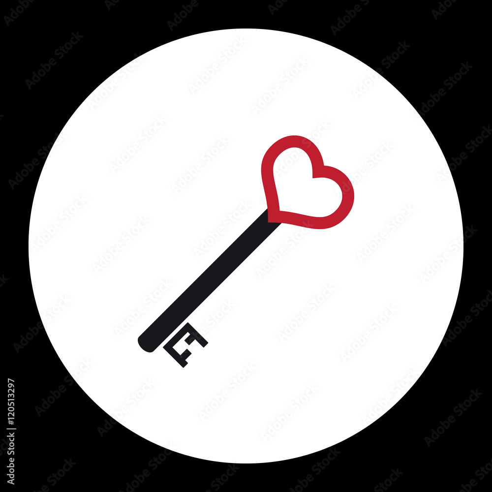 black nad red isolated simple old door key with heart icon eps10 black nad red isolated simple old door key with heart icon eps10