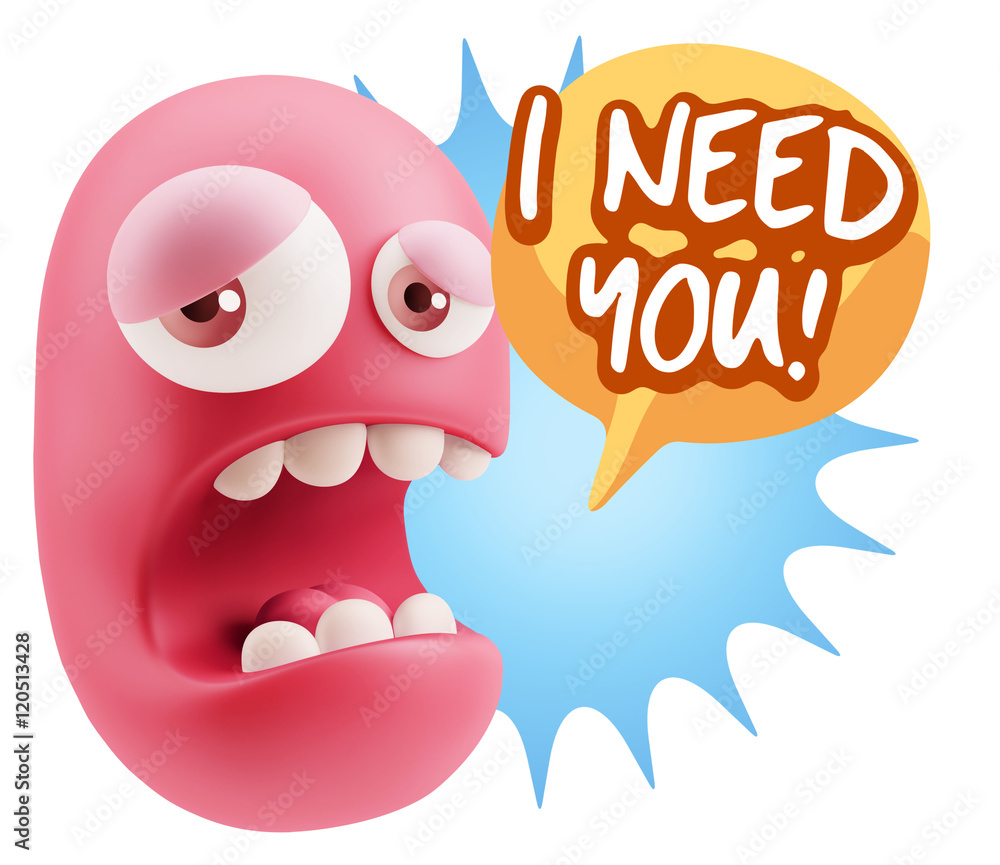 3d Illustration Sad Character Emoji Expression saying I Need you 3d Illustration Sad Character Emoji Expression saying I Need you