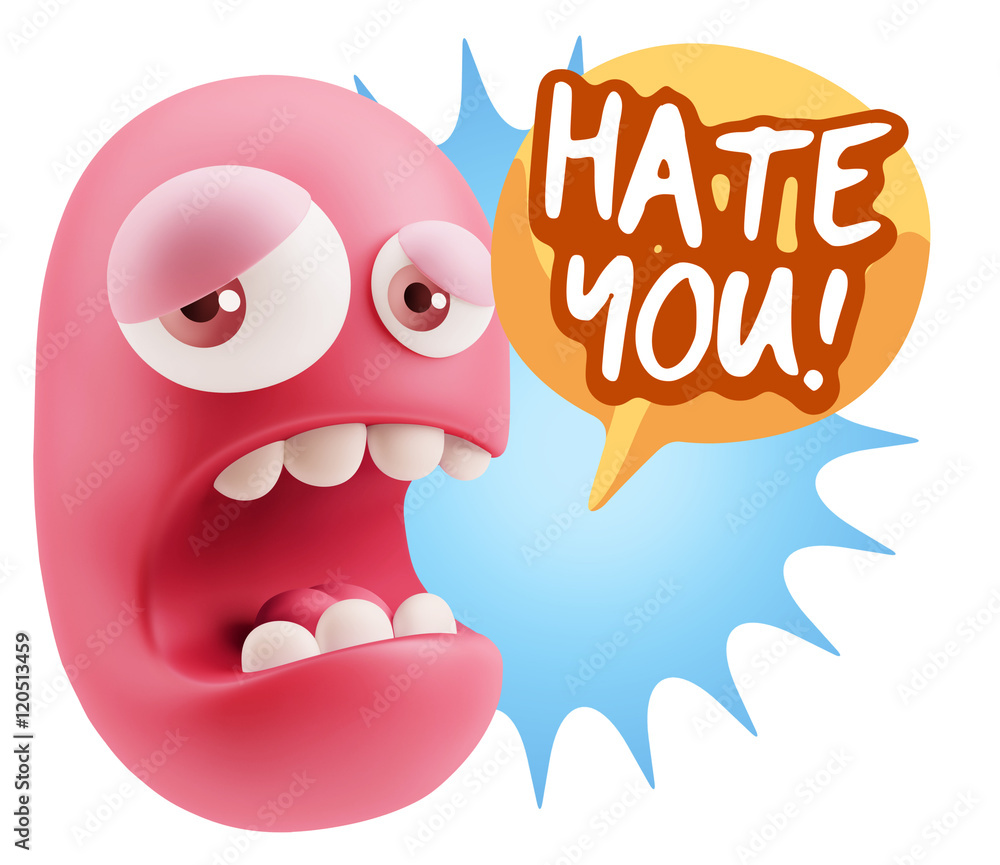 3d Illustration Sad Character Emoji Expression saying Hate You w 3d Illustration Sad Character Emoji Expression saying Hate You w
