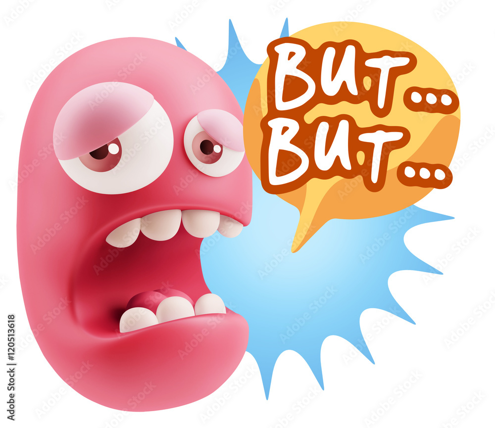 3d Illustration Sad Character Emoji Expression saying But… wit 3d Illustration Sad Character Emoji Expression saying But… wit