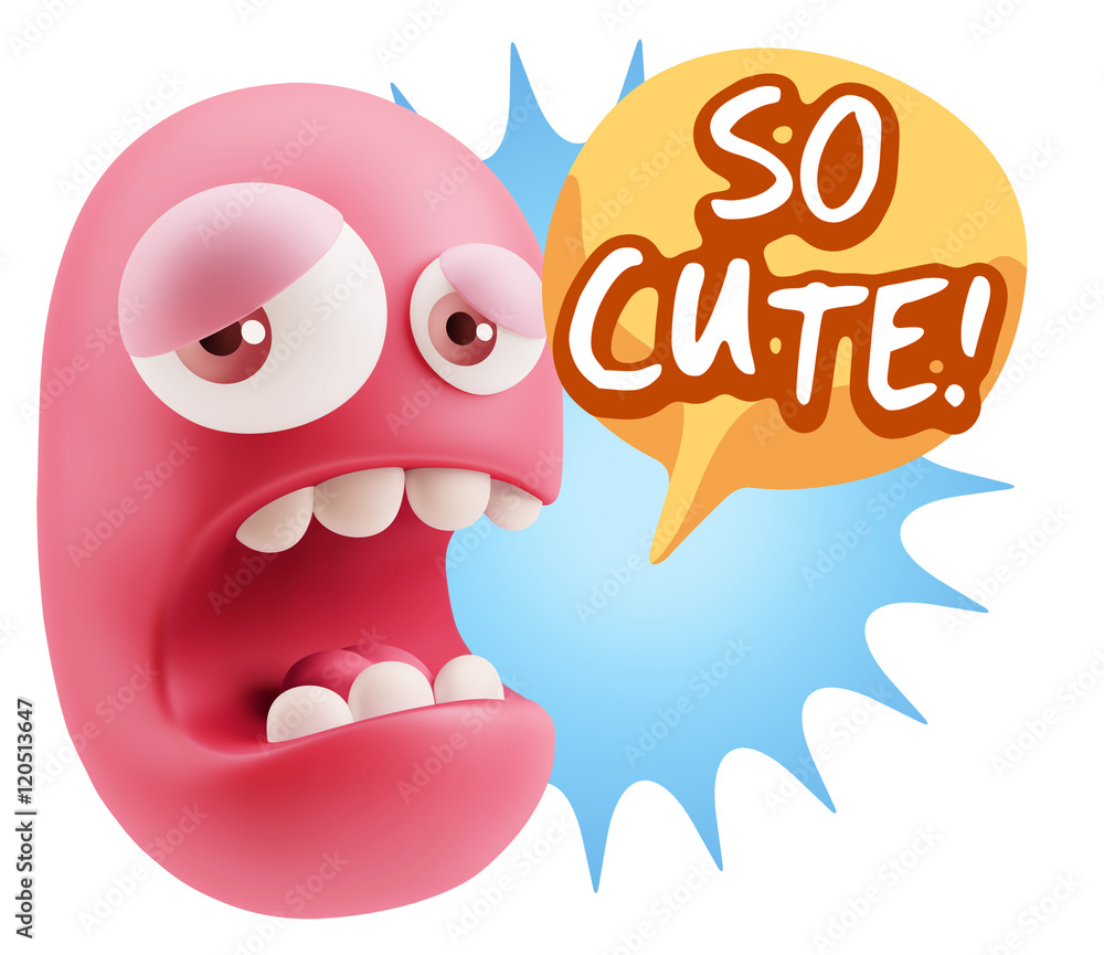 3d Illustration Sad Character Emoji Expression saying So Cute wi 3d Illustration Sad Character Emoji Expression saying So Cute wi