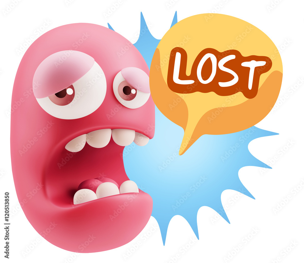 3d Illustration Sad Character Emoji Expression saying Lost with 3d Illustration Sad Character Emoji Expression saying Lost with
