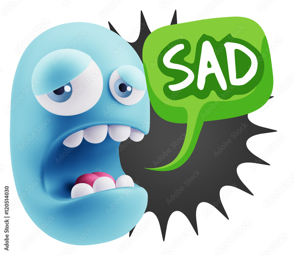 3d Illustration Sad Character Emoji Expression saying Sad with C 3d Illustration Sad Character Emoji Expression saying Sad with C