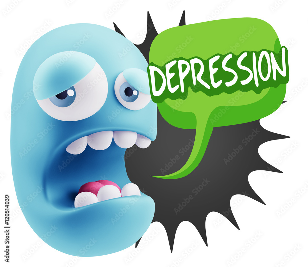 3d Illustration Sad Character Emoji Expression saying Depression 3d Illustration Sad Character Emoji Expression saying Depression