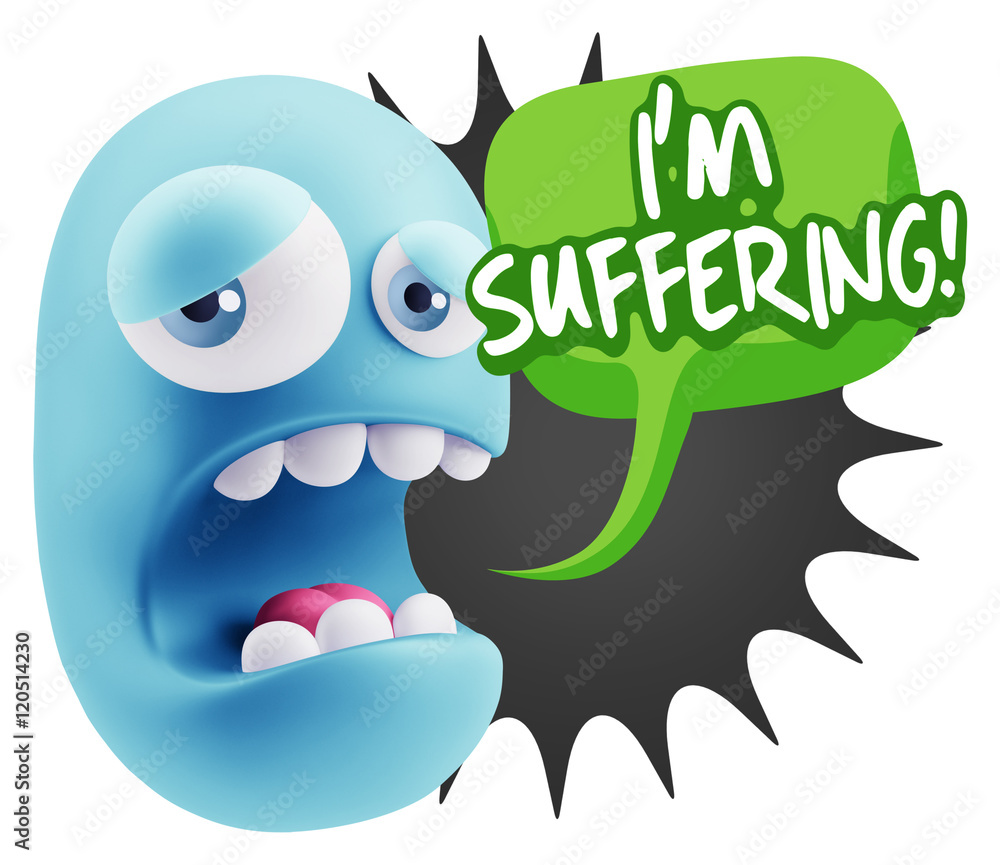 3d Illustration Sad Character Emoji Expression saying I'm Suffer 3d Illustration Sad Character Emoji Expression saying I'm Suffer