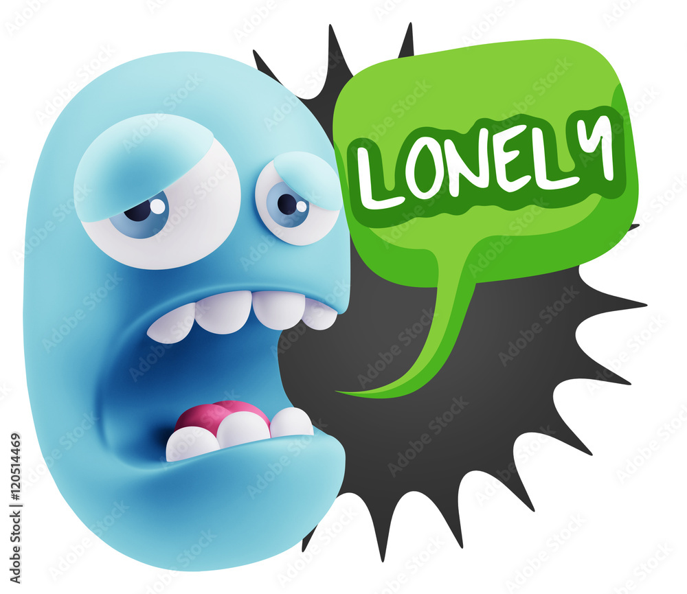 3d Illustration Sad Character Emoji Expression saying Lonely wit 3d Illustration Sad Character Emoji Expression saying Lonely wit