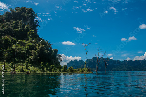 Scenic and unique landscape at Chieou Laan lake, Thailand photo