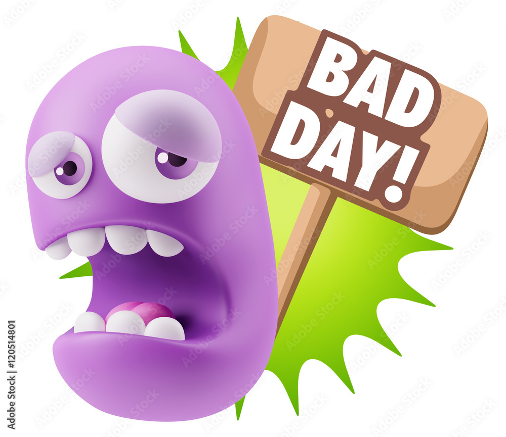 Obraz premium 3d Illustration Sad Character Emoji Expression saying Bad Day wi