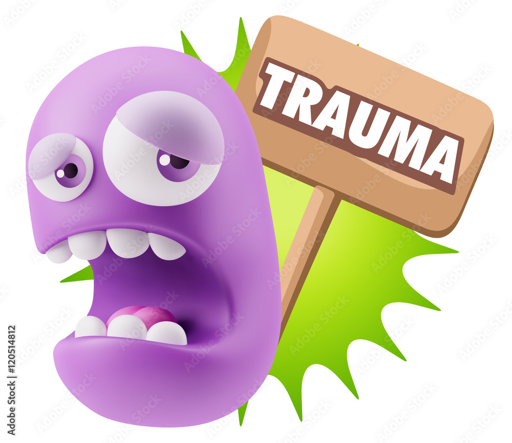 3d Illustration Sad Character Emoji Expression saying Trauma wit 3d Illustration Sad Character Emoji Expression saying Trauma wit
