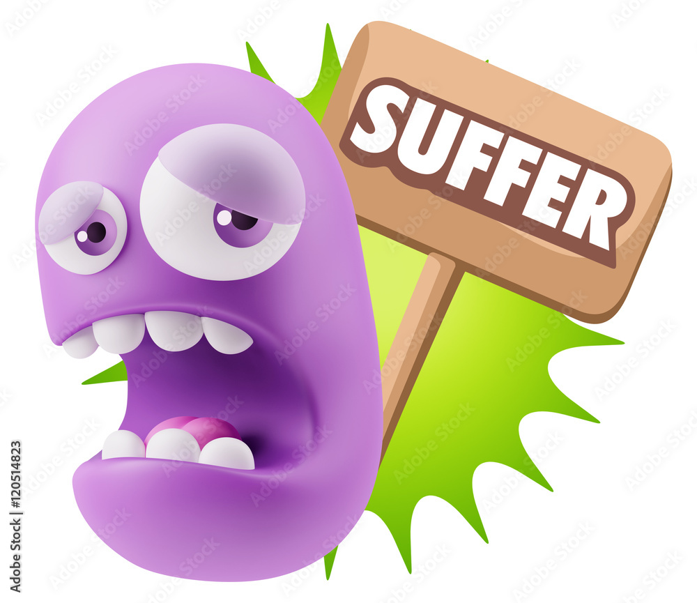 3d Illustration Sad Character Emoji Expression saying Suffer wit 3d Illustration Sad Character Emoji Expression saying Suffer wit