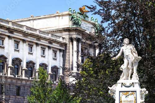 Photography Statue of Mozart  in  Burggarten park in  Vienna.