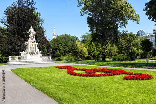 Photography Statue of Mozart  in  Burggarten park in  Vienna.