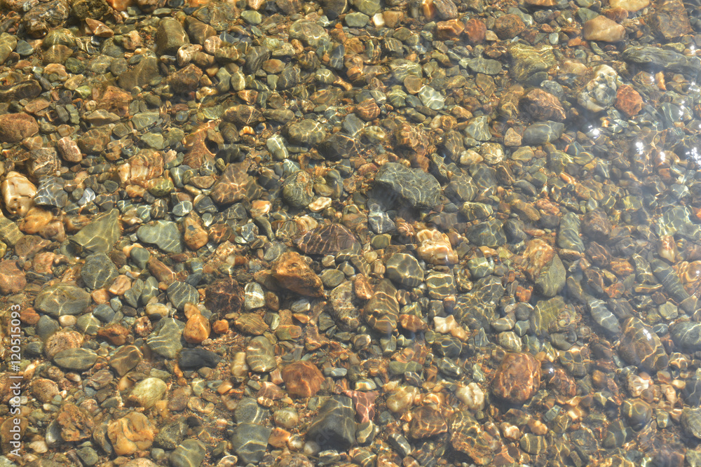 Background of river pebbles under the clear water. Background of river pebbles under the clear water.