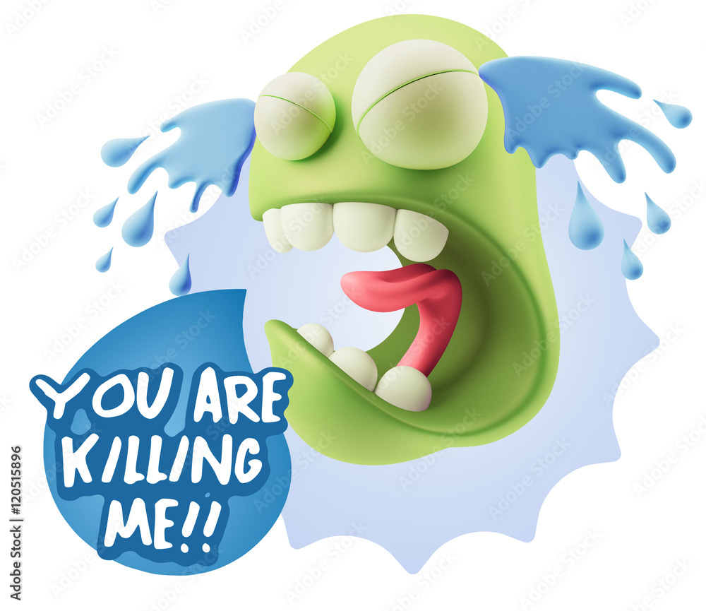 Naklejka premium 3d Illustration Sad Character Emoji Expression saying You are Ki