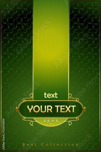 Gold frame on green background