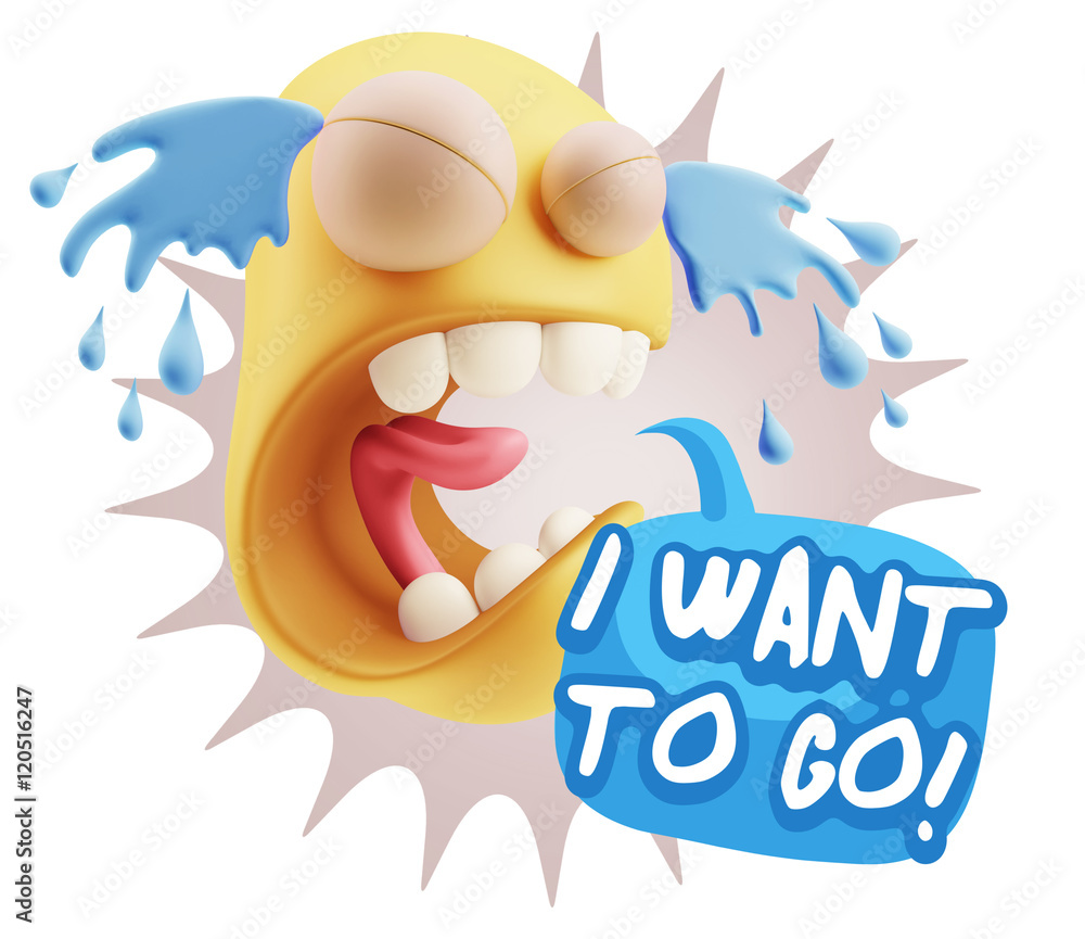 Obraz premium 3d Illustration Sad Character Emoji Expression saying I Want to