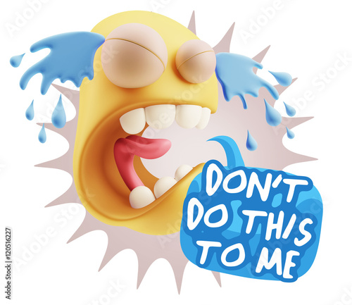 3d Illustration Sad Character Emoji Expression saying Don t do t