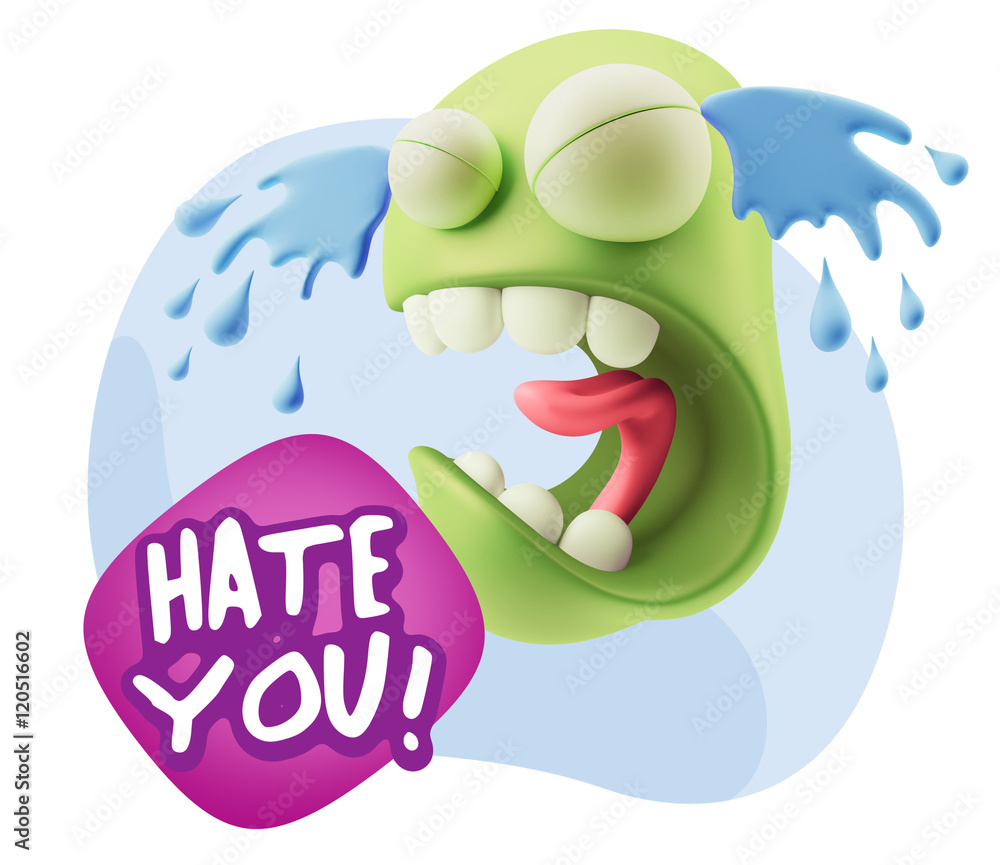 Obraz premium 3d Illustration Sad Character Emoji Expression saying Hate You w