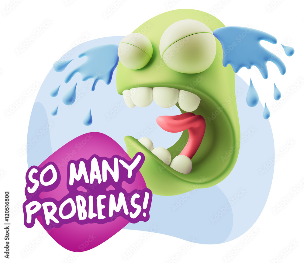 Obraz premium 3d Illustration Sad Character Emoji Expression saying So Many Pr