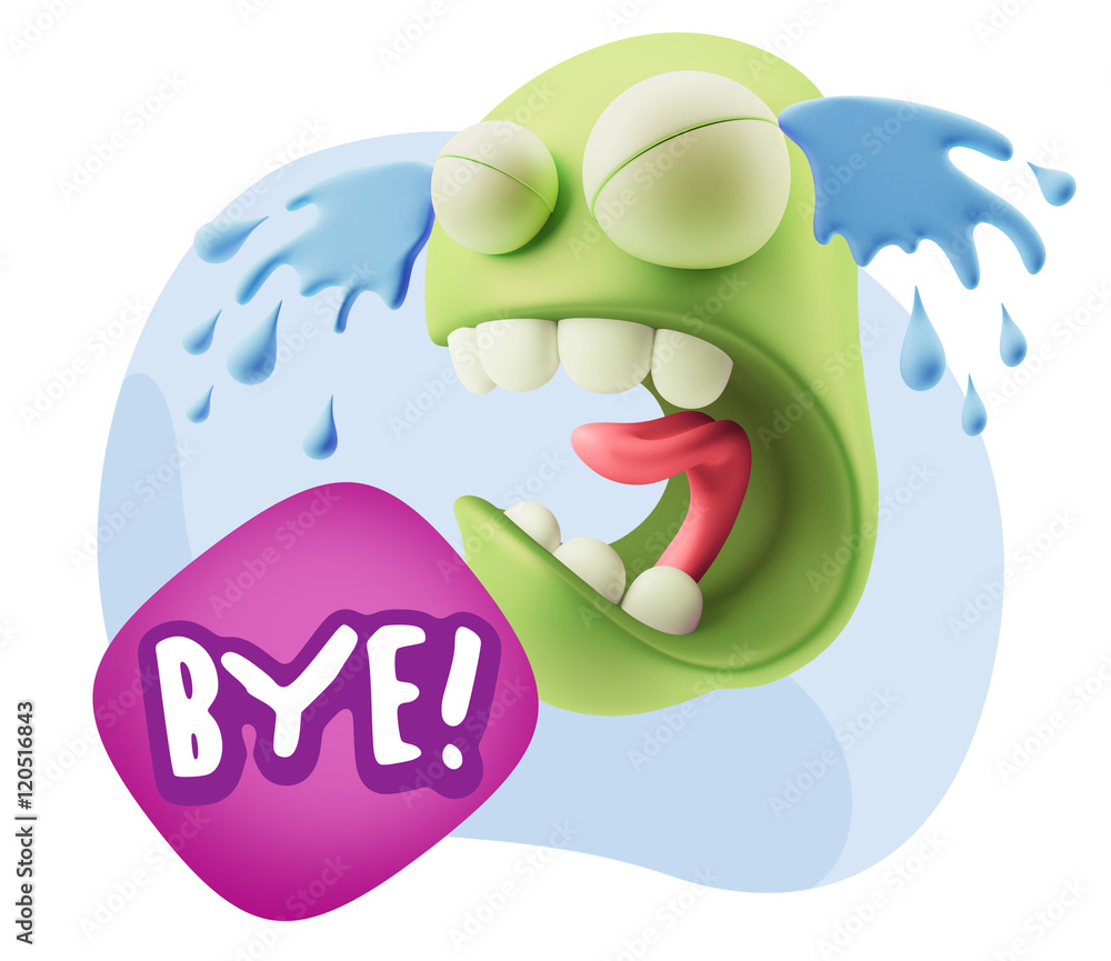 Obraz premium 3d Illustration Sad Character Emoji Expression saying Bye with C