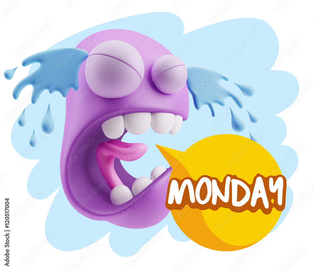 3d Illustration Sad Character Emoji Expression saying Monday wit 3d Illustration Sad Character Emoji Expression saying Monday wit