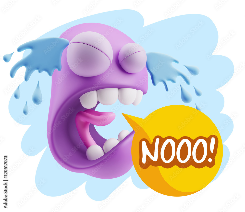 3d Illustration Sad Character Emoji Expression saying No with Co 3d Illustration Sad Character Emoji Expression saying No with Co