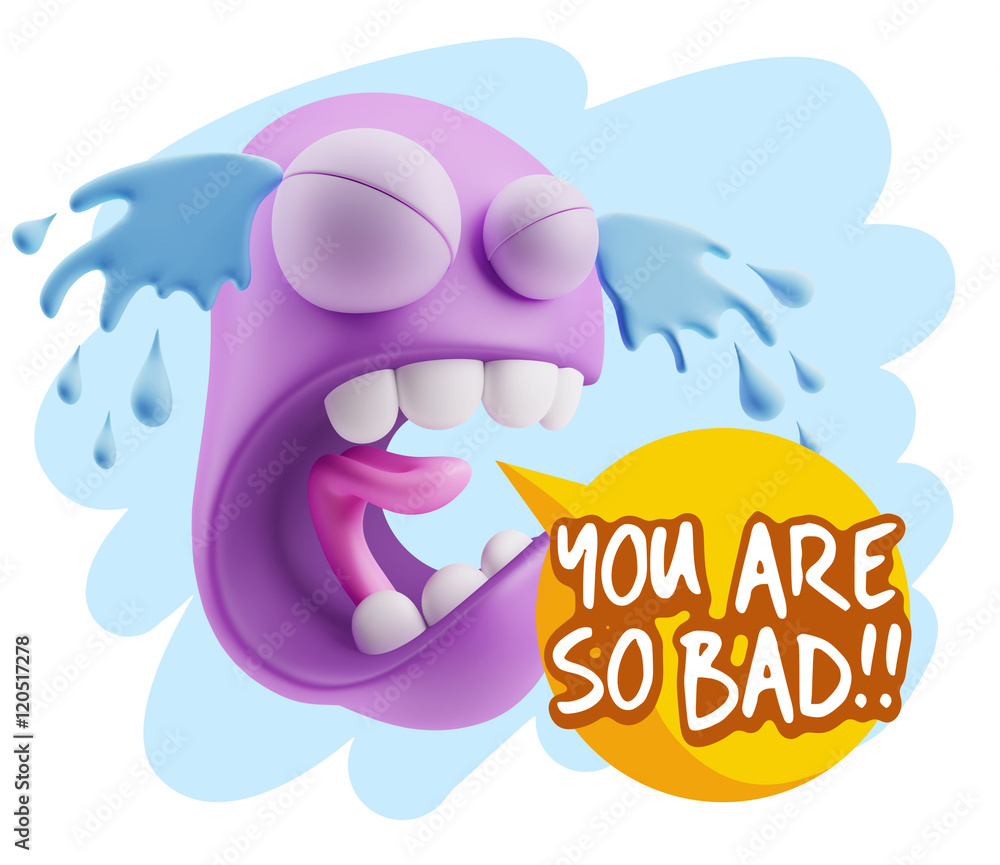 3d Illustration Sad Character Emoji Expression saying You are so