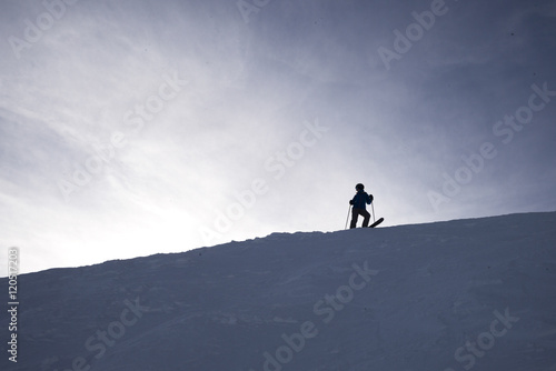 Tourist skiing, Kicking Horse Mountain Resort, Golden, British