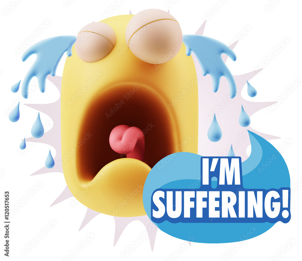 3d Illustration Sad Character Emoji Expression saying I'm Suffer 3d Illustration Sad Character Emoji Expression saying I'm Suffer