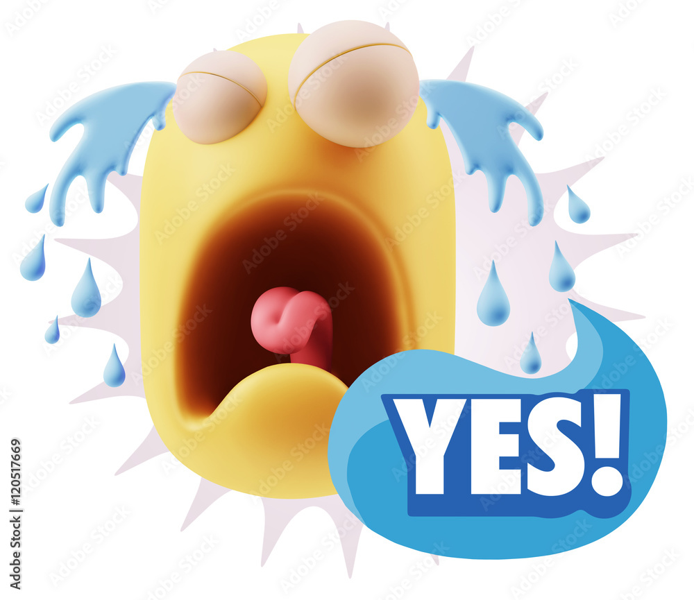 3d Illustration Sad Character Emoji Expression saying Yes with C 3d Illustration Sad Character Emoji Expression saying Yes with C