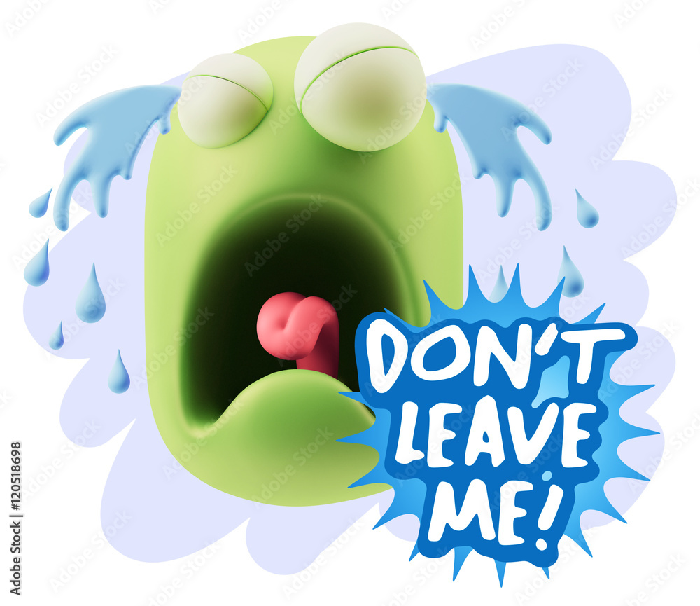 3d Illustration Sad Character Emoji Expression saying Don't Leav 3d Illustration Sad Character Emoji Expression saying Don't Leav