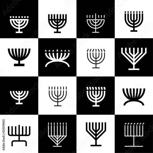 menorah pattern,	icons collection 