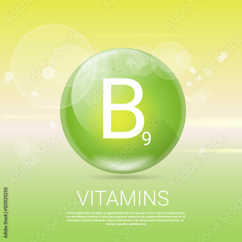 Vitamins B9 Healthy Life Concept Banner With Copy Space