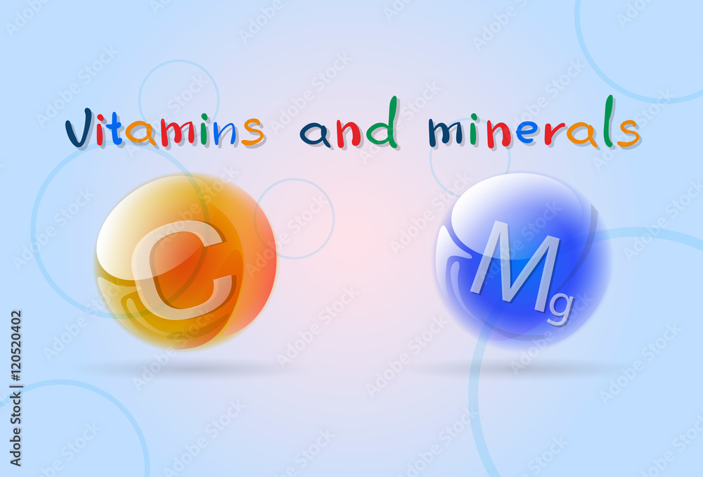 Vitamins Minerals Colorful Banner