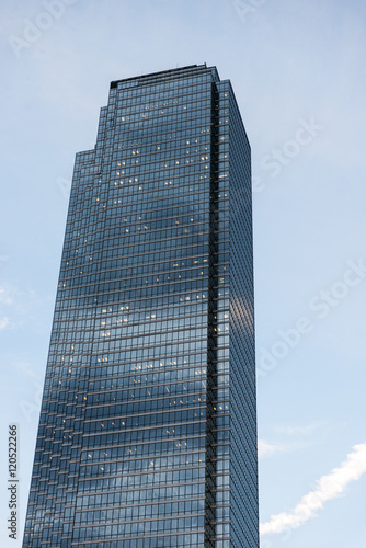 Low angle view of a modern skyscraper  West End  Dallas  Texas 