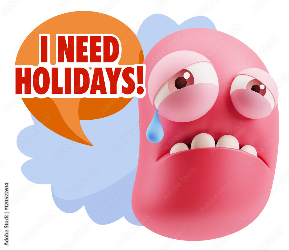 Obraz premium 3d Illustration Sad Character Emoji Expression saying I Need Hol