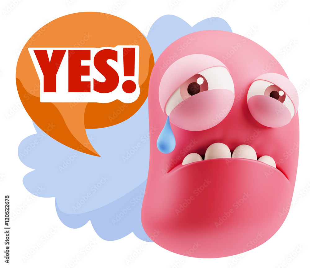 3d Illustration Sad Character Emoji Expression saying Yes with C 3d Illustration Sad Character Emoji Expression saying Yes with C