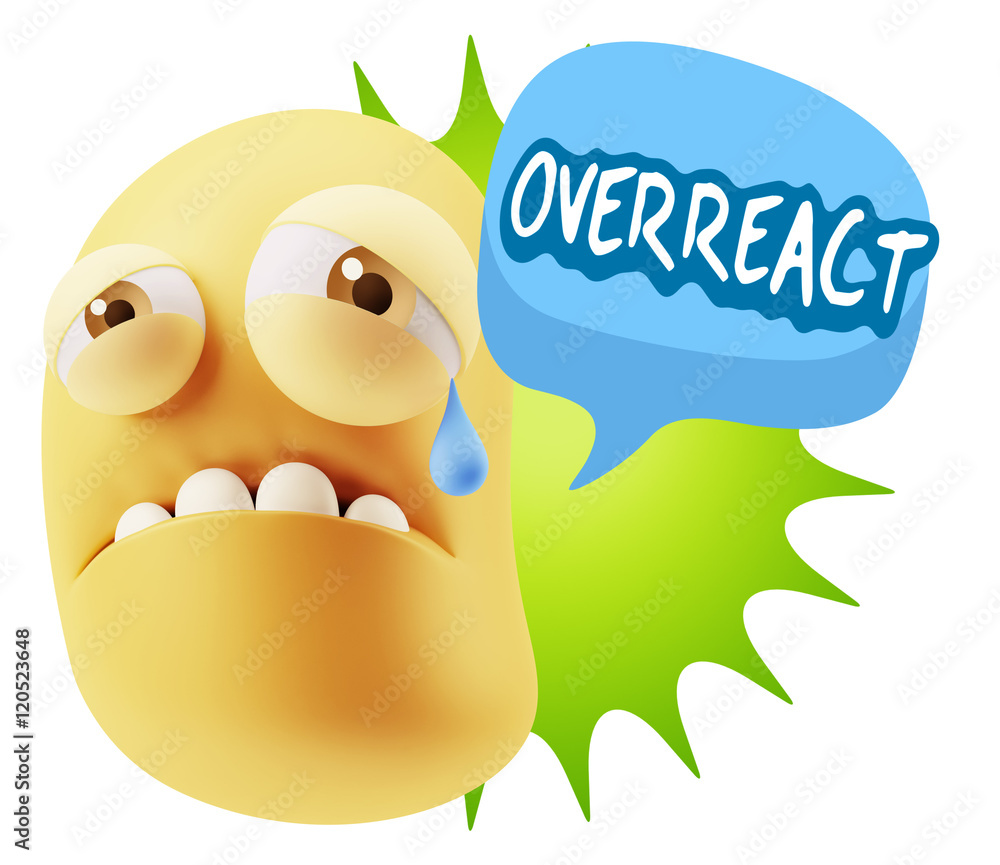 3d Illustration Sad Character Emoji Expression saying Overreact 3d Illustration Sad Character Emoji Expression saying Overreact