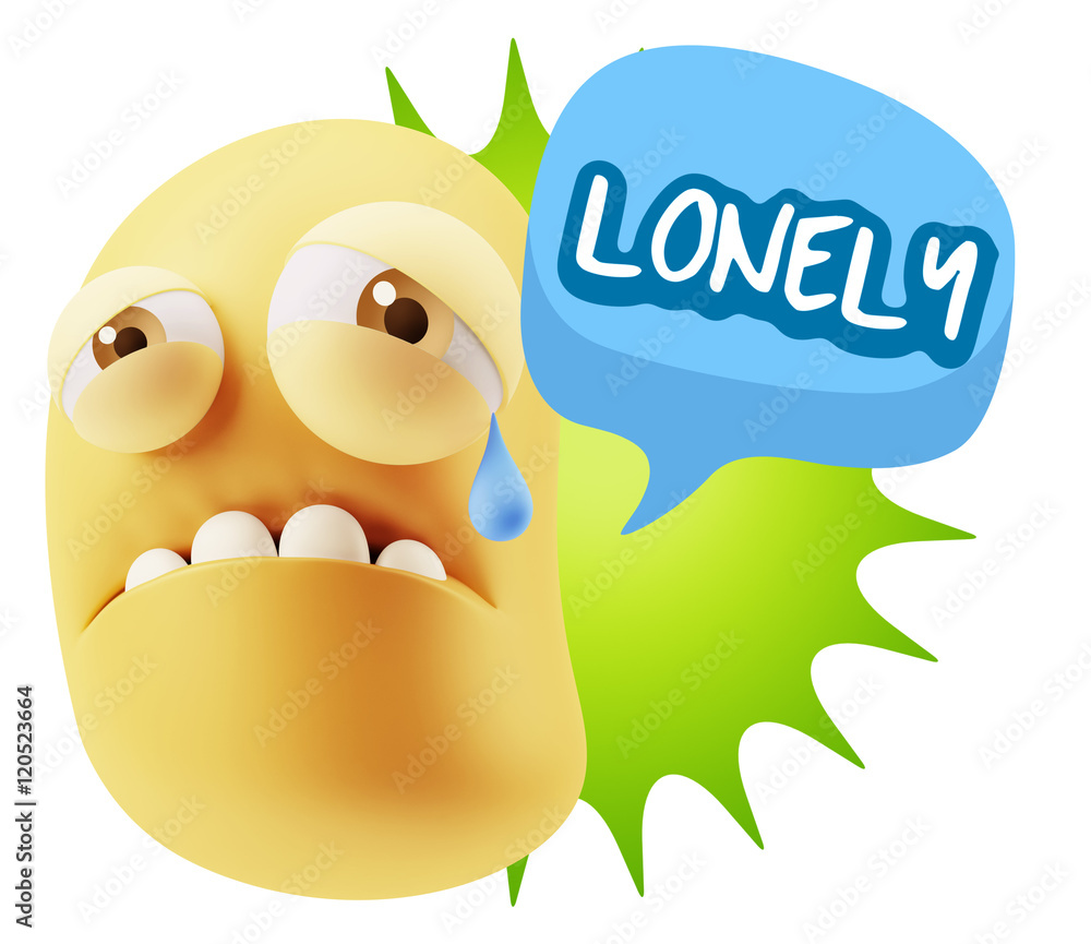 3d Illustration Sad Character Emoji Expression saying Lonely wit 3d Illustration Sad Character Emoji Expression saying Lonely wit