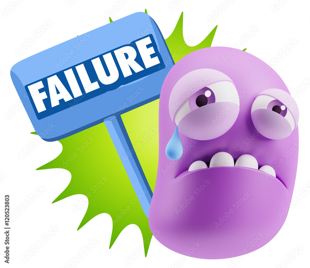 3d Illustration Sad Character Emoji Expression saying Failure wi 3d Illustration Sad Character Emoji Expression saying Failure wi