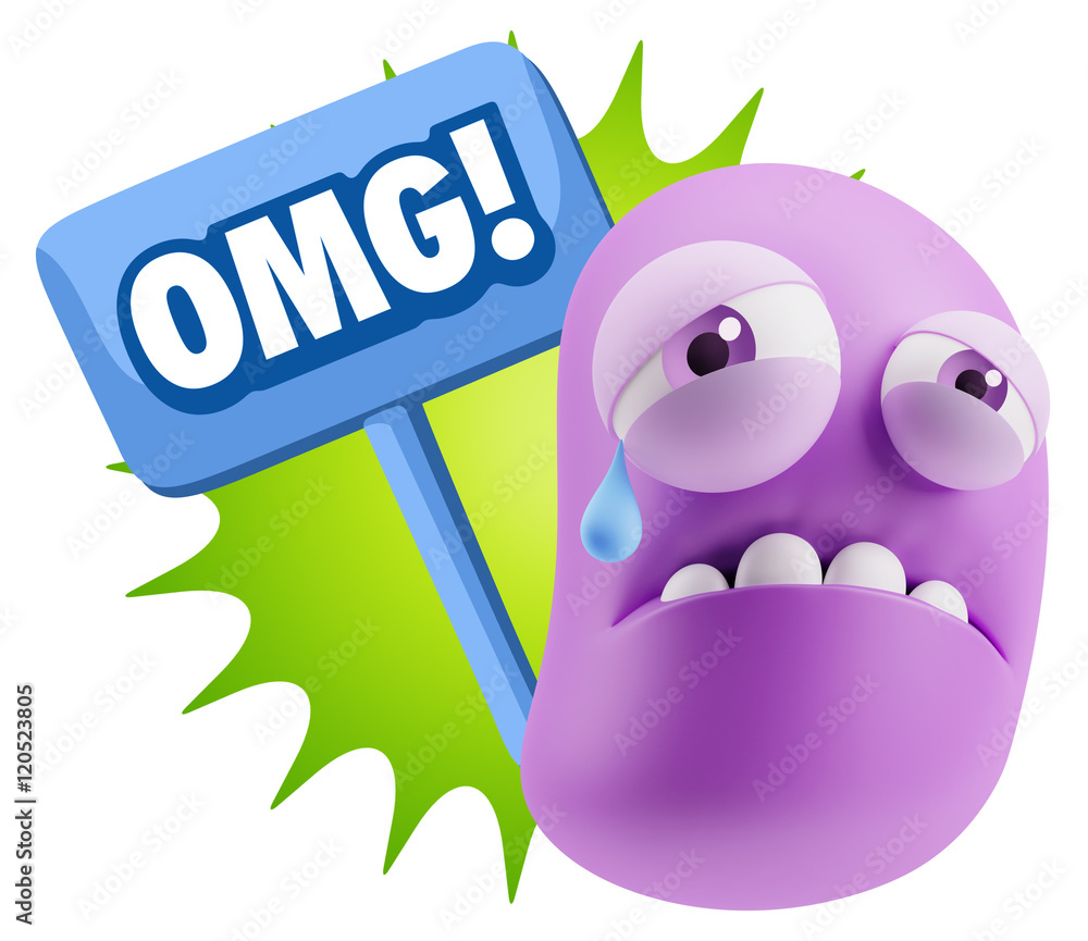 3d Illustration Sad Character Emoji Expression saying OMG with C 3d Illustration Sad Character Emoji Expression saying OMG with C