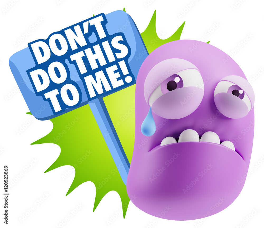 3d Illustration Sad Character Emoji Expression saying Don't do t