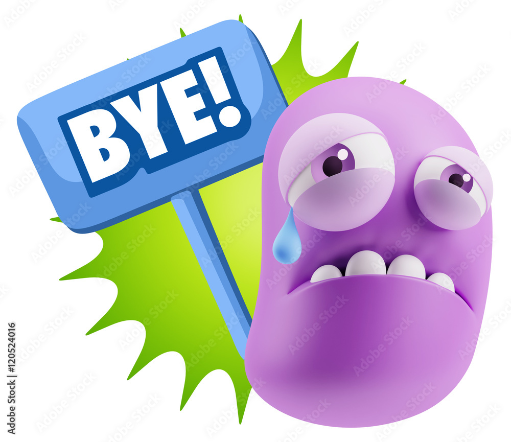 3d Illustration Sad Character Emoji Expression saying Bye with C 3d Illustration Sad Character Emoji Expression saying Bye with C