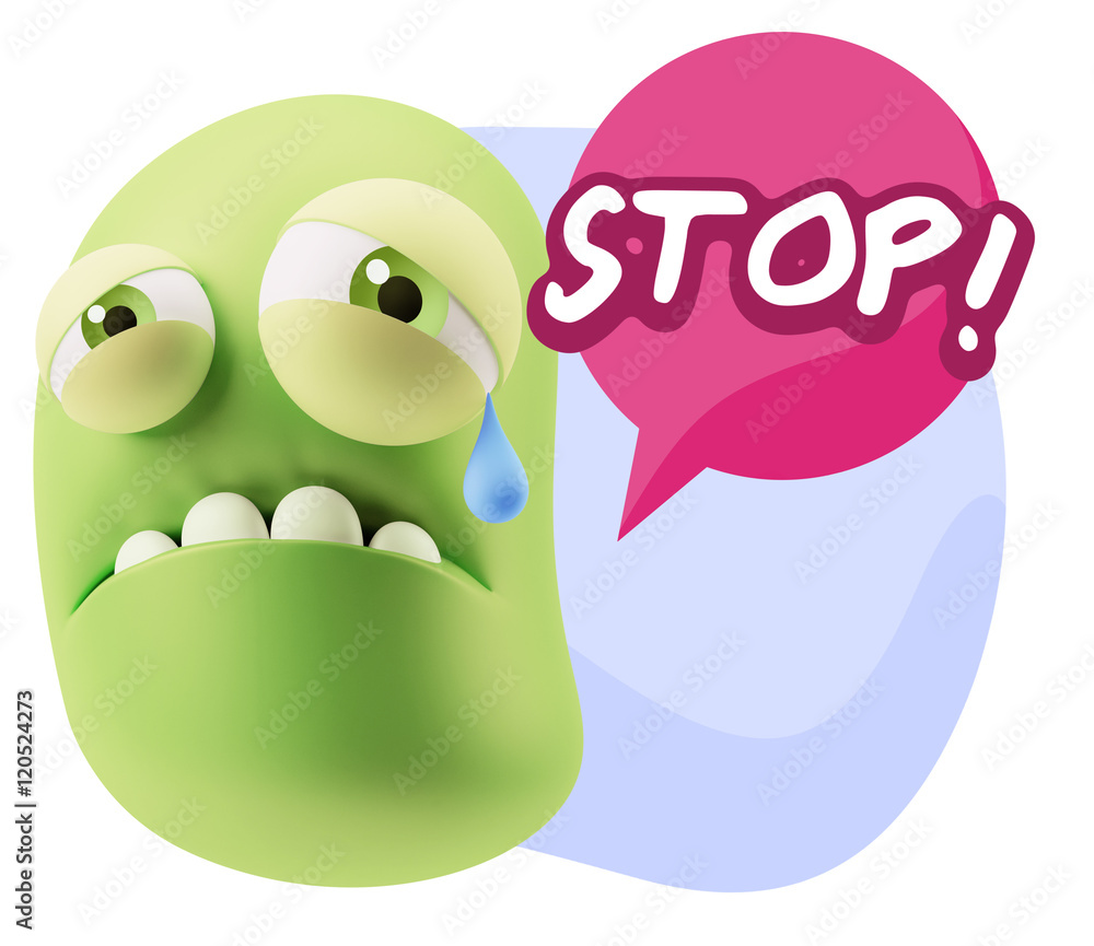 3d Illustration Sad Character Emoji Expression saying Stop! with 3d Illustration Sad Character Emoji Expression saying Stop! with
