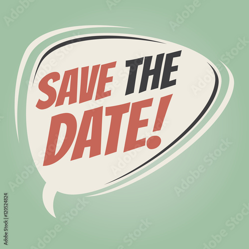 save the date retro speech balloon