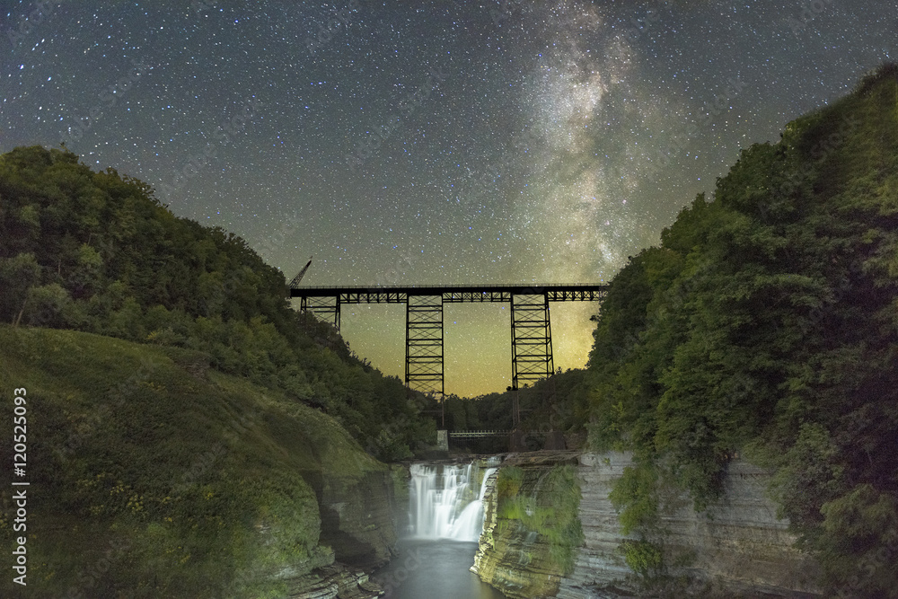 Fototapeta premium Milkyway Over The Railroad Trestle