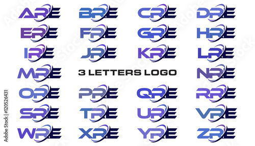 3 letters modern generic swoosh logo ARE, BRE, CRE, DRE, ERE, FRE, GRE, HRE, IRE, JRE, KRE, LRE, MRE, NRE, ORE, PRE, QRE, RRE, SRE, TRE, URE, VRE, WRE, XRE, YRE, ZRE photo