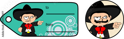 grumpy kid mexican mariachi cartoon expressions gift card very easy to edit 