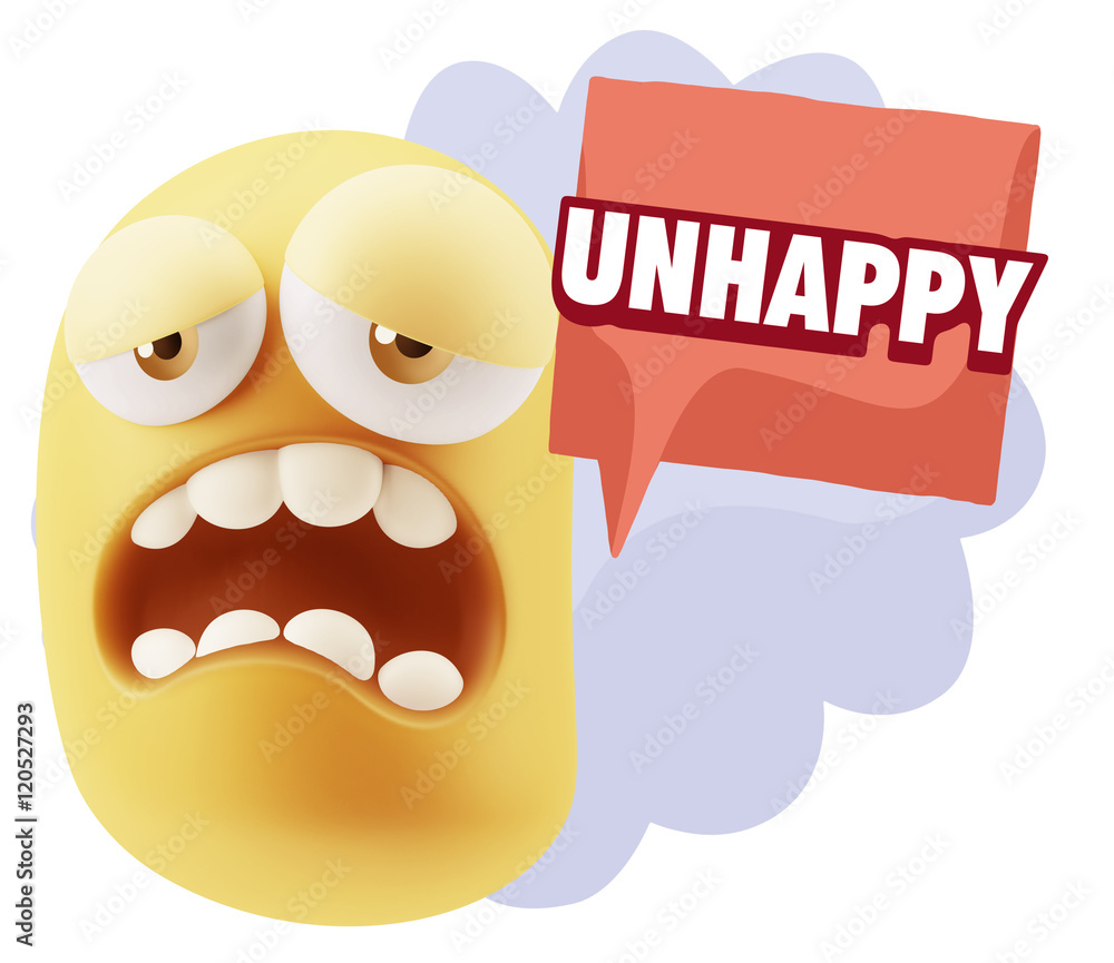 Obraz premium 3d Illustration Sad Character Emoji Expression saying Unhappy wi