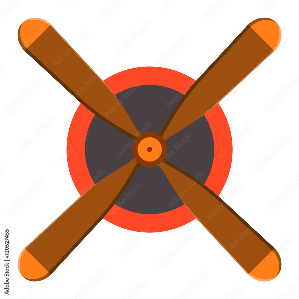 Turbine plane icon propeller fan rotation technology equipment. Fan